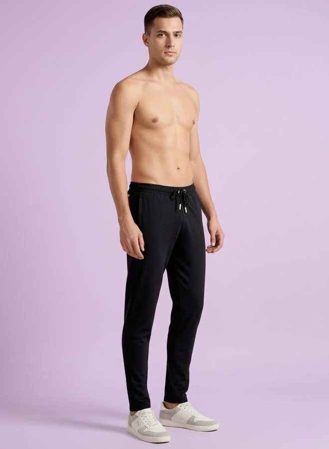 Clans&Hans Men Black Regular Fit Solid Track Pants